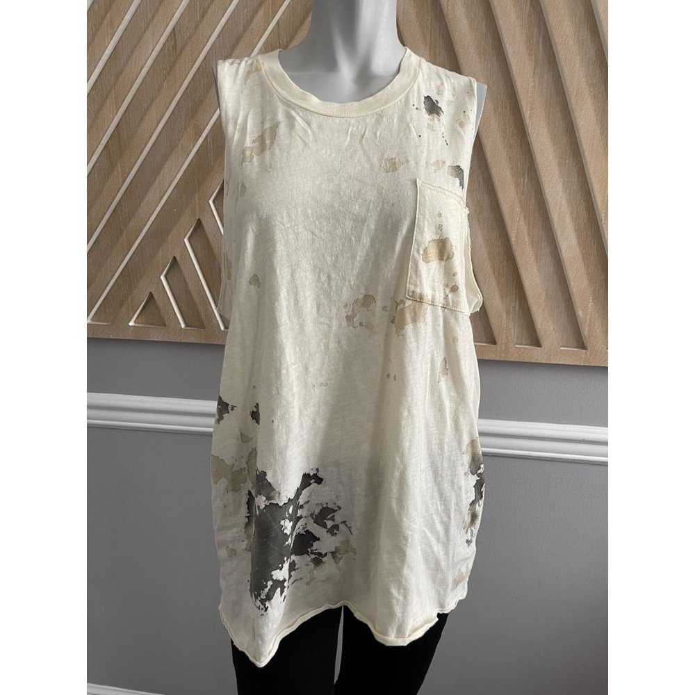 NSF Splatter Paint Open Split Back Tank Top - Size Large